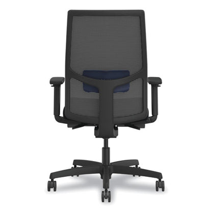 Ignition 2.0 4-way Stretch Mid-back Mesh Task Chair, Navy Blue Adjustable Lumbar Support, Black