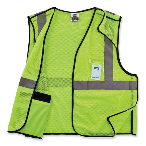 Glowear 8216ba Class 2 Breakaway Mesh Id Holder Vest, Polyester, Small/medium, Lime