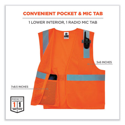 Glowear 8210hl Class 2 Economy Mesh Hook And Loop Vest, Polyester, X-small, Orange