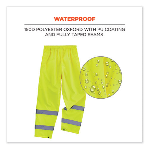 Glowear 8916 Class E Lightweight Hi-vis Rain Pants, Small, Lime