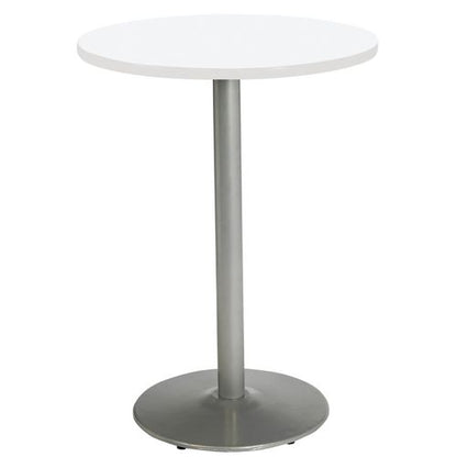 Pedestal Bistro Table With Four Light Gray Kool Series Barstools, Round, 36" Dia X 41h, Designer White