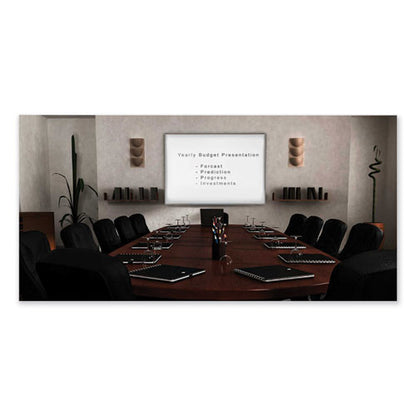 Proma Magnetic Porcelain Projection Whiteboard With Aluminum Frame, 72.5" X 48.5", White Surface, Satin Aluminum Frame