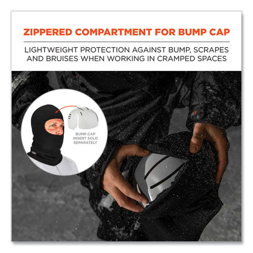 N-ferno 6893z Balaclava With Zipper For Bump Cap Insert, Polyester Fleece, One Size Fit Most, Black