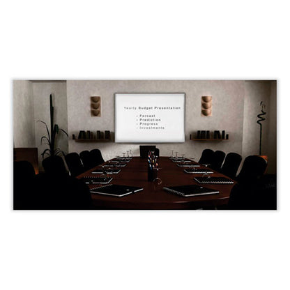 Proma Magnetic Porcelain Projection Whiteboard With Aluminum Frame, 96.5" X 48.5", White Surface, Satin Aluminum Frame