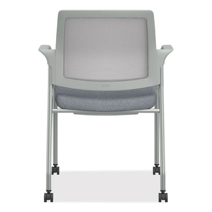 Ignition Series Mesh Back Mobile Stacking Chair, 25 X 21.75 X 33.5, Basalt Seat, Fog Back, Textured Silver Base