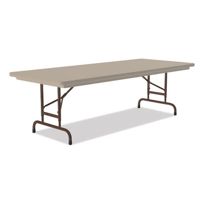 Adjustable Folding Tables, Rectangular, 96" X 30" X 22" To 32", Mocha Granite Top, Brown Legs, 4/pallet