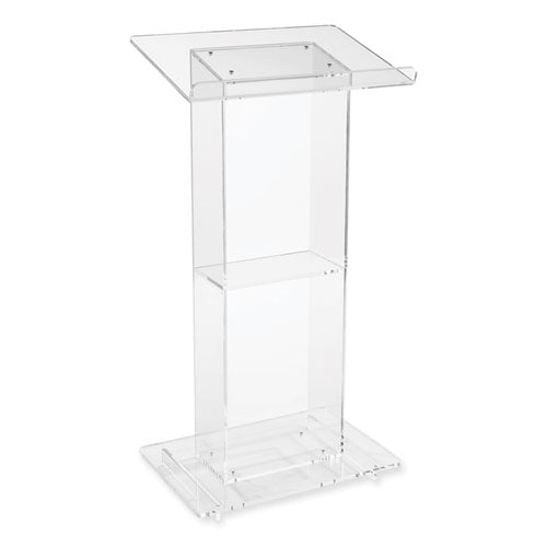 Clear Acrylic Lectern With Shelf, 24 X 15 X 46, Clear