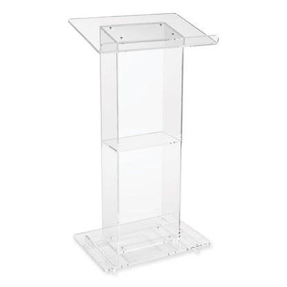 Clear Acrylic Lectern With Shelf, 24 X 15 X 46, Clear