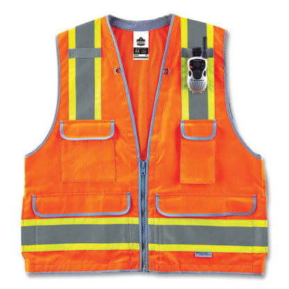 Glowear 8254hdz Class 2 Heavy-duty Surveyors Zipper Vest, Polyester, Small/medium, Orange