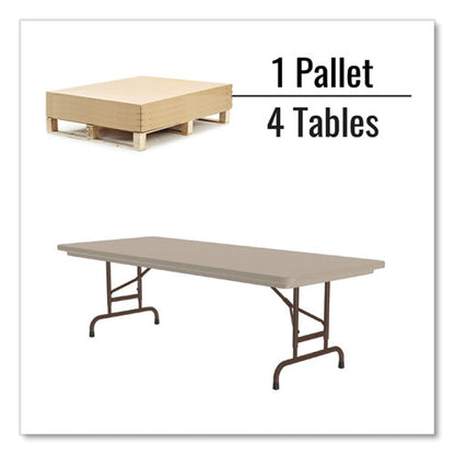 Adjustable Folding Tables, Rectangular, 72" X 30" X 22" To 32", Mocha Granite Top, Brown Legs, 4/pallet