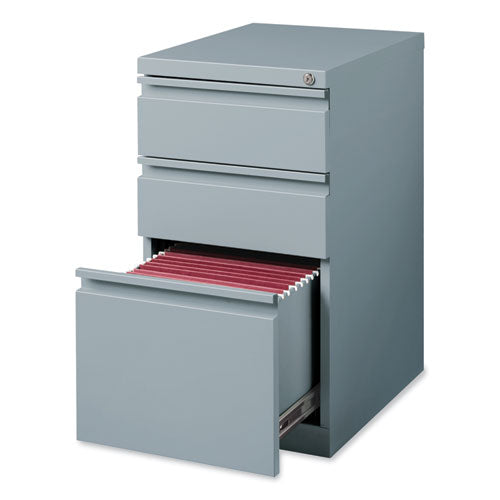 Full-width Pull 20 Deep Mobile Pedestal File, 3-drawer: Box/box/file, Letter, Platinum, 15 X 19.88 X 27.75