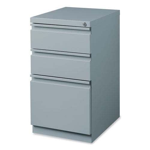 Full-width Pull 20 Deep Mobile Pedestal File, 3-drawer: Box/box/file, Letter, Platinum, 15 X 19.88 X 27.75