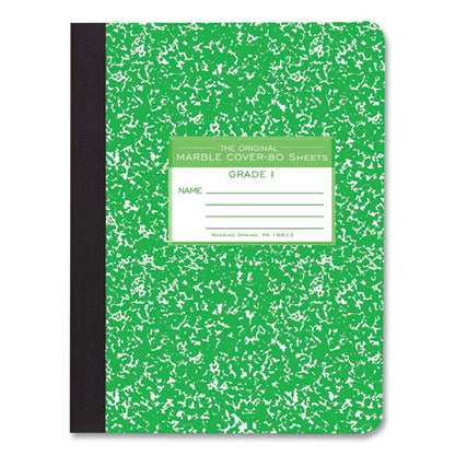 Ruled Composition Book, Grade 1 Manuscript Format, Green Marble Cover, (80) 9.75 X 7.5 Sheets, 48/carton