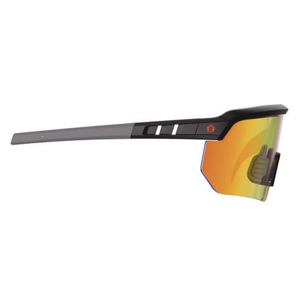 Skullerz Aegir Safety Glasses With Mirrored Lenses, Matte Black Nylon Impact Frame, Orange Mirror Polycarbonate Lens