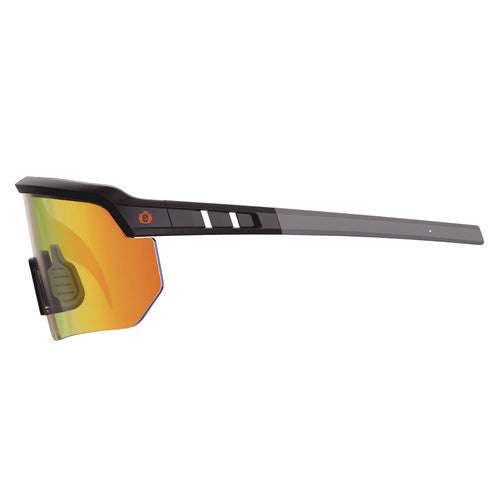 Skullerz Aegir Safety Glasses With Mirrored Lenses, Matte Black Nylon Impact Frame, Orange Mirror Polycarbonate Lens