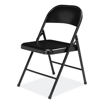 900 Series All-steel Folding Chair, Supports Up To 250 Lb, 17.75" Seat Height, Black Seat, Black Back, Black Base, 4/carton