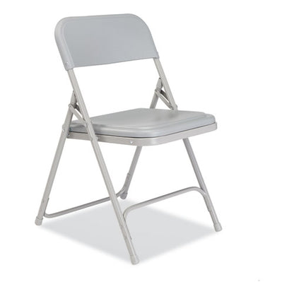 800 Series Premium Plastic Folding Chair, Supports Up To 500 Lb, 18" Seat Height, Gray Seat, Gray Back, Gray Base, 4/carton