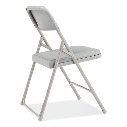 800 Series Premium Plastic Folding Chair, Supports Up To 500 Lb, 18" Seat Height, Gray Seat, Gray Back, Gray Base, 4/carton