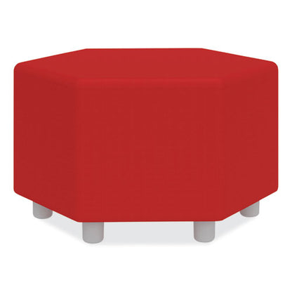 Learn 30" Hexagon Vinyl Ottoman, 30" X 30" X 18", Red