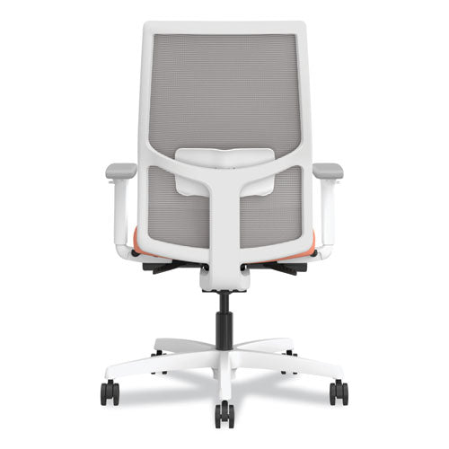 Ignition 2.0 4-way Stretch Mid-back Mesh Task Chair, White Lumbar Support, Passion Fruit Seat, Fog Back, White Base