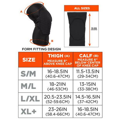 Proflex 525 Lightweight Padded Knee Sleeves, Slip-on, Small/medium, Black, Pair