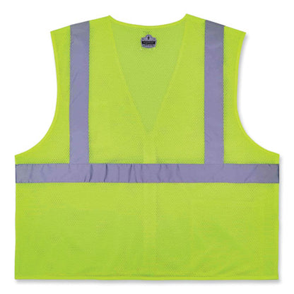 Glowear 8256z Class 2 Self-extinguishing Zipper Vest, Polyester, Small/medium, Lime