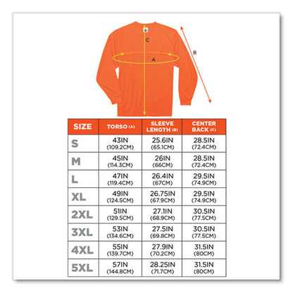 Glowear 8091 Non-certified Hi-vis Long Sleeve Shirt, 4x-large, Orange