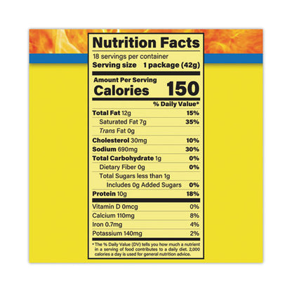 Beef And Cheese Meat Sticks, 1.5 Oz, 18/carton