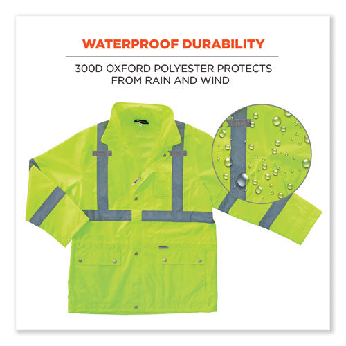 Glowear 8365 Class 3 Hi-vis Rain Jacket, Polyester, Medium, Lime