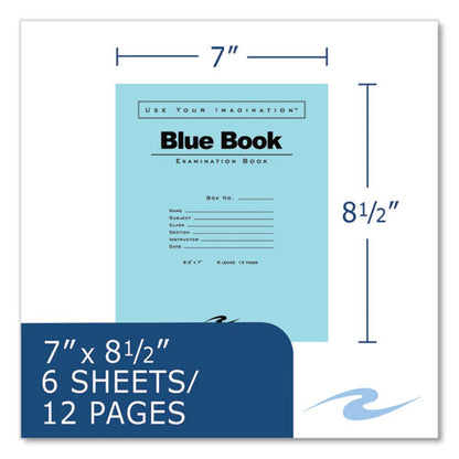 Examination Blue Book, Wide/legal Rule, Blue Cover, (6) 8.5 X 7 Sheets, 1,000/carton