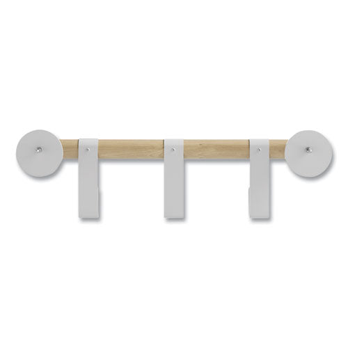 Resi Coat Wall Rack, 3 Hook, 19.75w X 4.25d X 6h, White