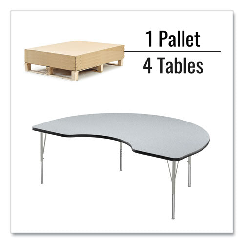 Adjustable Activity Tables, Kidney Shaped, 72" X 48" X 19" To 29", Gray Top, Gray Legs, 4/pallet