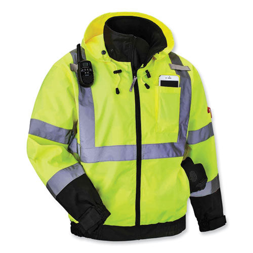 Glowear 8379 Class 3 Hi-vis Fleece Lined Bomber Jacket, Lime, 4x-large