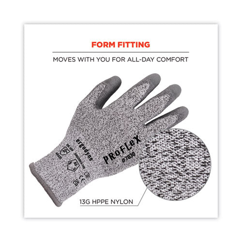 Proflex 7030 Ansi A3 Pu Coated Cr Gloves, Gray, Large, Pair