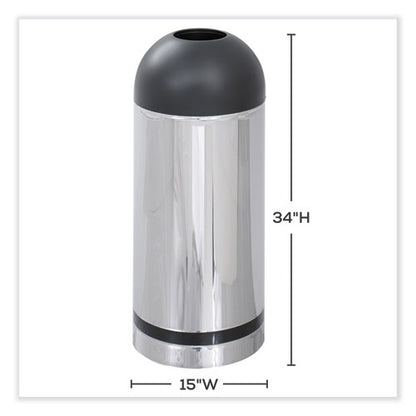 Waste Receptacle, 15 Gal, Steel, Stainless Steel/black