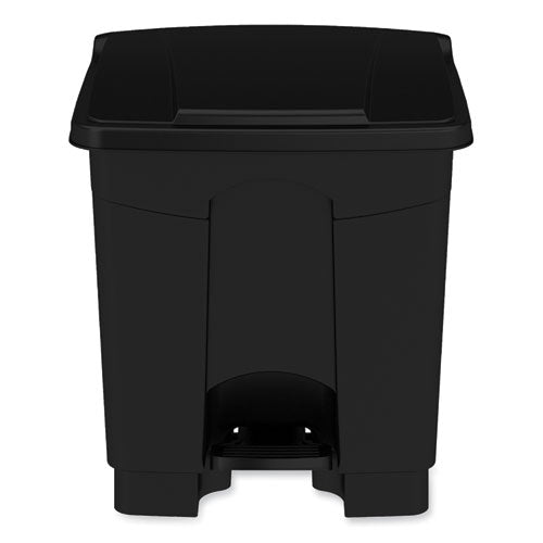 Plastic Step-on Receptacle, 20 Gal, Metal, Black