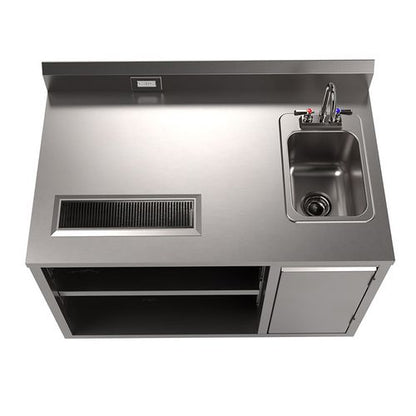 Stainless Steel Beverage Table With Right Sink, Rectangular, 30" X 48" X 41.5", Silver Top, Silver Base/legs