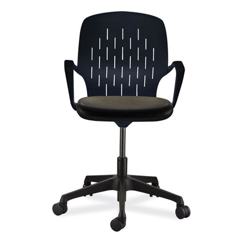 Shell Desk Chair, Supports Up To 275 Lb, 17" To 20" Seat Height, Black Seat, Black Back, Black Base