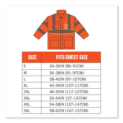 Glowear 8365 Class 3 Hi-vis Rain Jacket, Polyester, Small, Orange