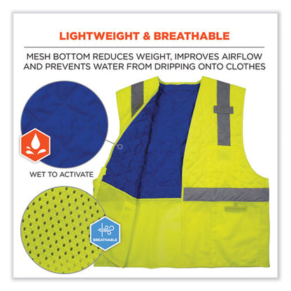 Chill-its 6668 Class 2 Hi-vis Safety Cooling Vest, Polymer, X-large, Lime