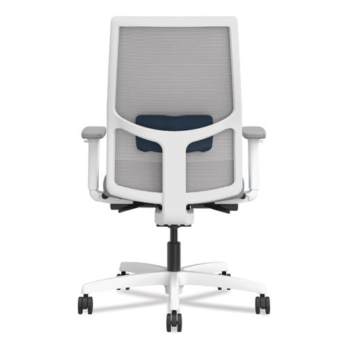 Ignition 2.0 4-way Stretch Mid-back Mesh Task Chair, Navy Blue Lumbar Support, Basalt Seat, Fog Back, White Base