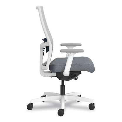 Ignition 2.0 4-way Stretch Mid-back Mesh Task Chair, Navy Blue Lumbar Support, Basalt Seat, Fog Back, White Base