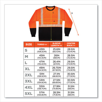 Glowear 8281bk Class 2 Long Sleeve Shirt With Black Bottom, Polyester, Medium, Orange