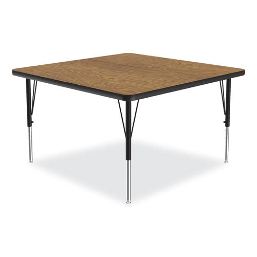 Adjustable Activity Tables, Square, 48" X 48" X 19" To 29", Medium Oak Top, Black Legs, 4/pallet