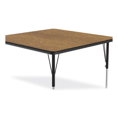 Adjustable Activity Tables, Square, 48" X 48" X 19" To 29", Medium Oak Top, Black Legs, 4/pallet