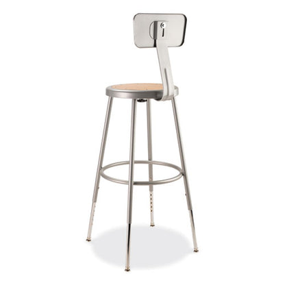 6200 Series 25" To 33" Height Adjustable Heavy Duty Stool With Backrest, Supports Up To 500 Lb, Brown Seat, Gray Base