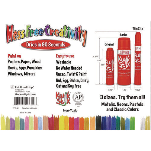 Kwik Stix Tempera Paint Set, 30 Assorted Colors, 30/pack, 6 Packs/carton