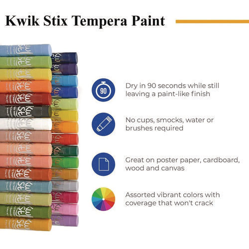 Kwik Stix Tempera Paint Set, 30 Assorted Colors, 30/pack, 6 Packs/carton