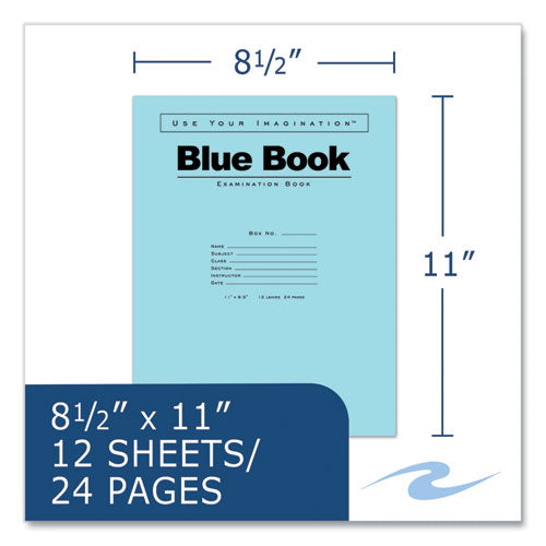 Examination Blue Book, Wide/legal Rule, Blue Cover, (12) 11 X 8.5 Sheets, 300/carton