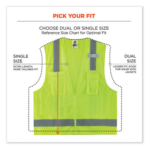 Glowear 8249z Class 2 Economy Surveyors Zipper Vest, Polyester, 2x-large/3x-large, Lime